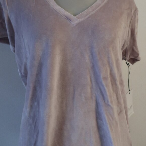 NWT Womens Bella Dahl Lilac Mist V-Neck Velour Blouse Top M - Picture 4 of 9